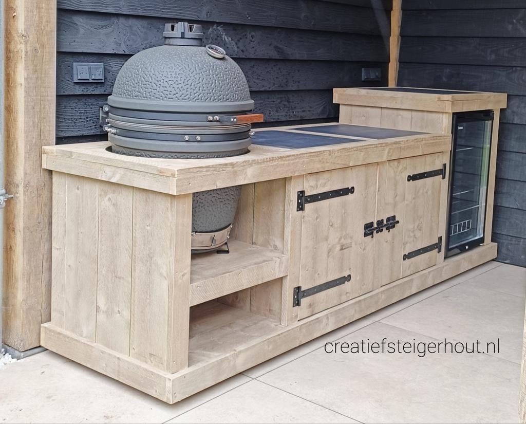 Maatwerk buitenkeuken steigerhout geschikt voor jouw kamado, Ophalen of Verzenden, Nieuw