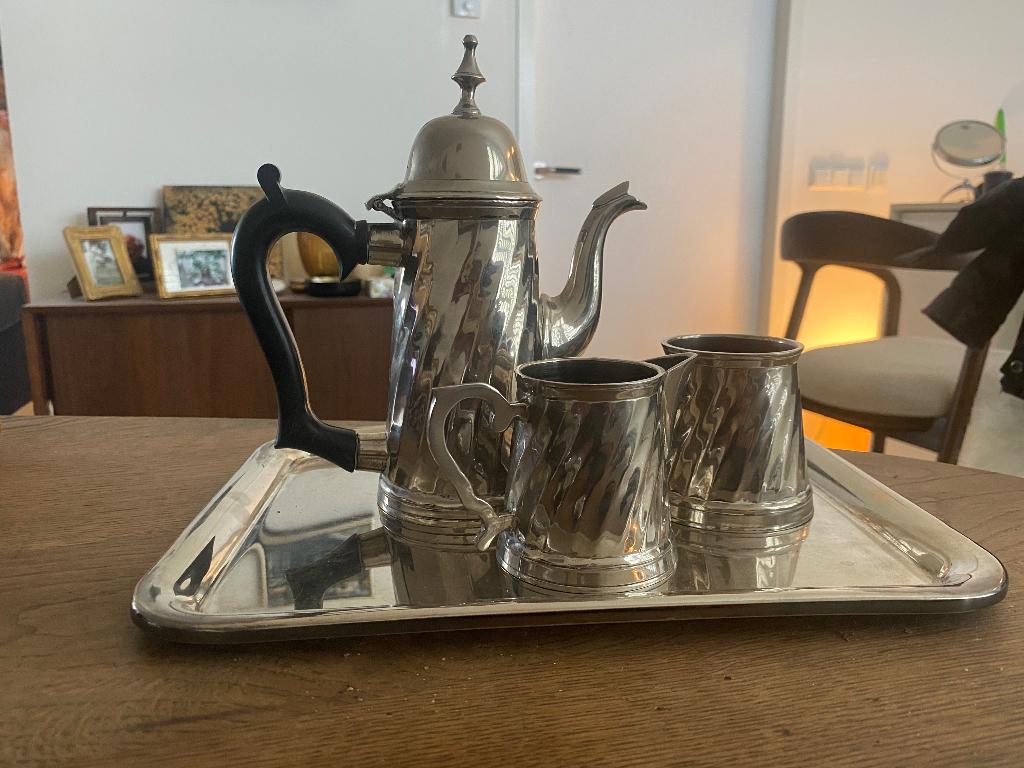 Verzilverd antiek koffie servies, Antiek en Kunst, Antiek | Goud en Zilver, Ophalen of Verzenden, Zilver