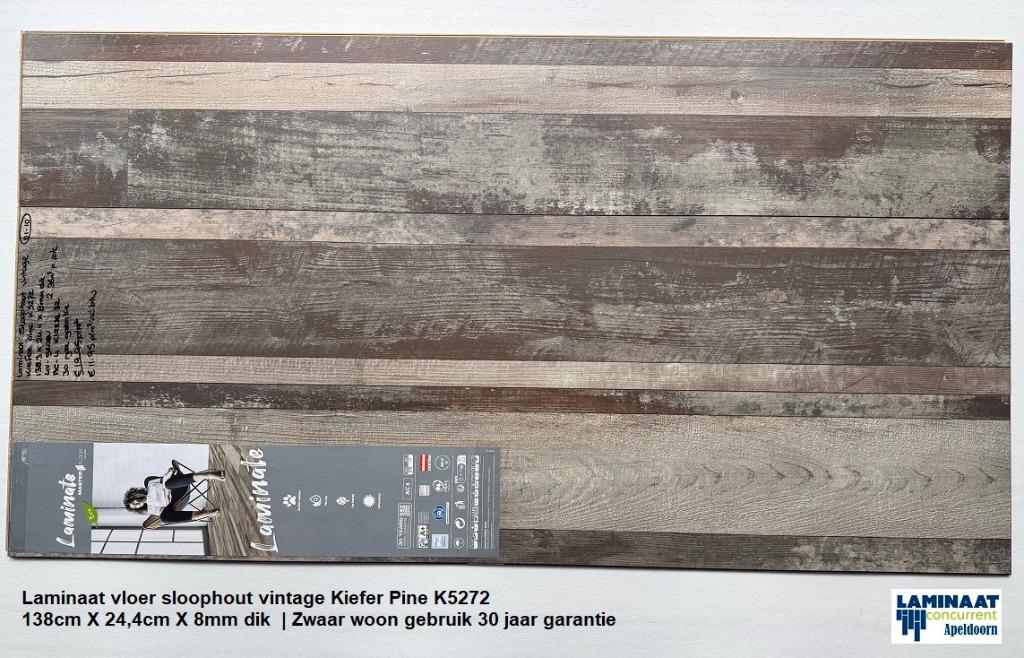 Sloophout Vintage laminaat Kiefer Pine €11,95p/m2 incl.btw, Ophalen of Verzenden, Laminaat, Laminaat vloer Sloophou vintage, 75 m² of meer