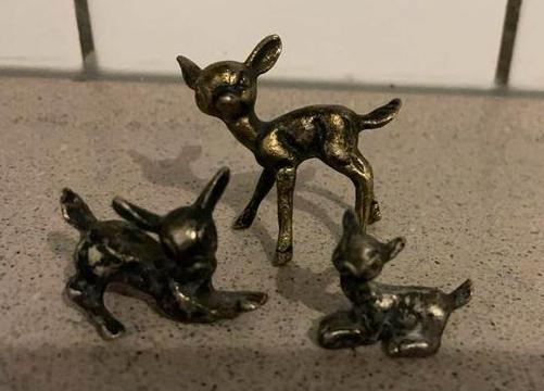 Superleuke set beeldje Bambi metaal retro vintage, Verzamelen, Ophalen of Verzenden, Zo goed als nieuw