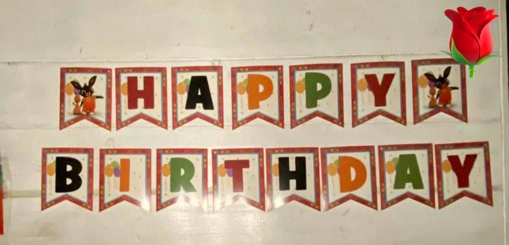 Bing happy birthday banner/slinger, Hobby en Vrije tijd, Feestartikelen, Verzenden, Nieuw, Versiering, Verjaardag