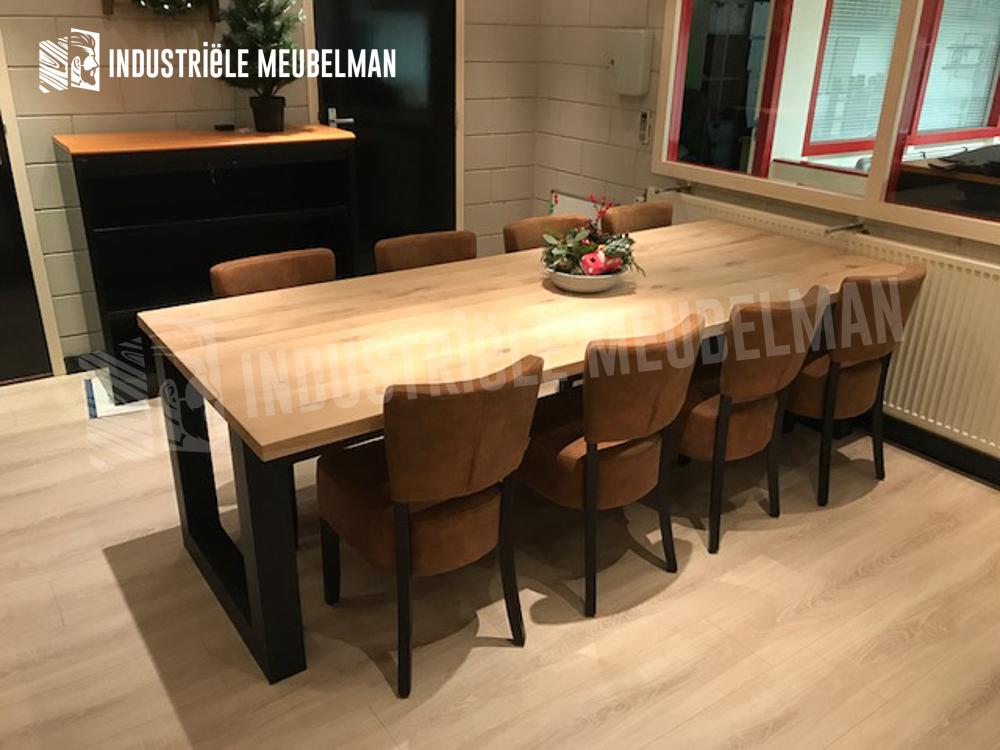 Massief Eiken Boomstam Tafel Eettafel Vergadertafel KORTING!, Verzenden, Industrieel Staal Hout Massief Eiken Robuust, Rechthoekig