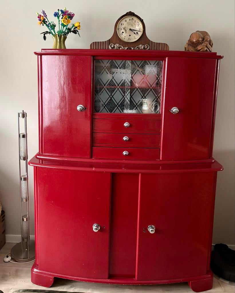 Retro / vintage buffetkast jaren 60, Ophalen, Gebruikt, 100 tot 150 cm, Met lade(s)