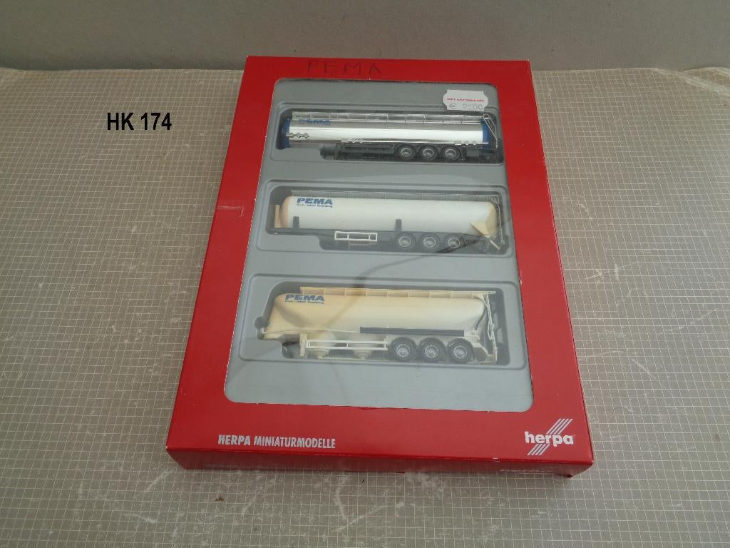 herpa set 3x trailers in doosje, Ophalen of Verzenden, Zo goed als nieuw, Bus of Vrachtwagen, Herpa