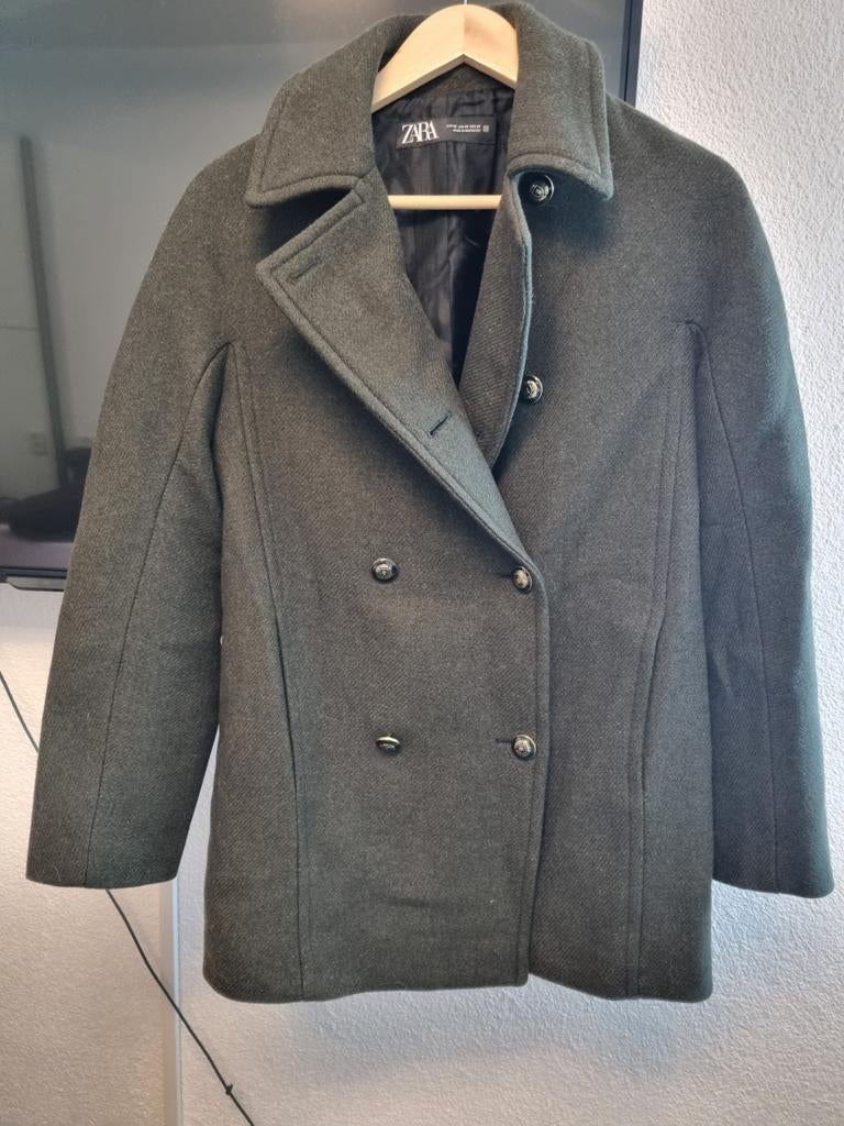 Groene jas, Kleding | Dames, Jassen | Winter, Ophalen, Zara, Zo goed als nieuw, Maat 34 (XS) of kleiner