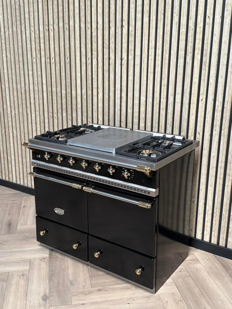Luxe Lacanche Zwart 100cm Gas Dubbele Oven + Coup de Feu, Witgoed en Apparatuur, Fornuizen, Ophalen of Verzenden