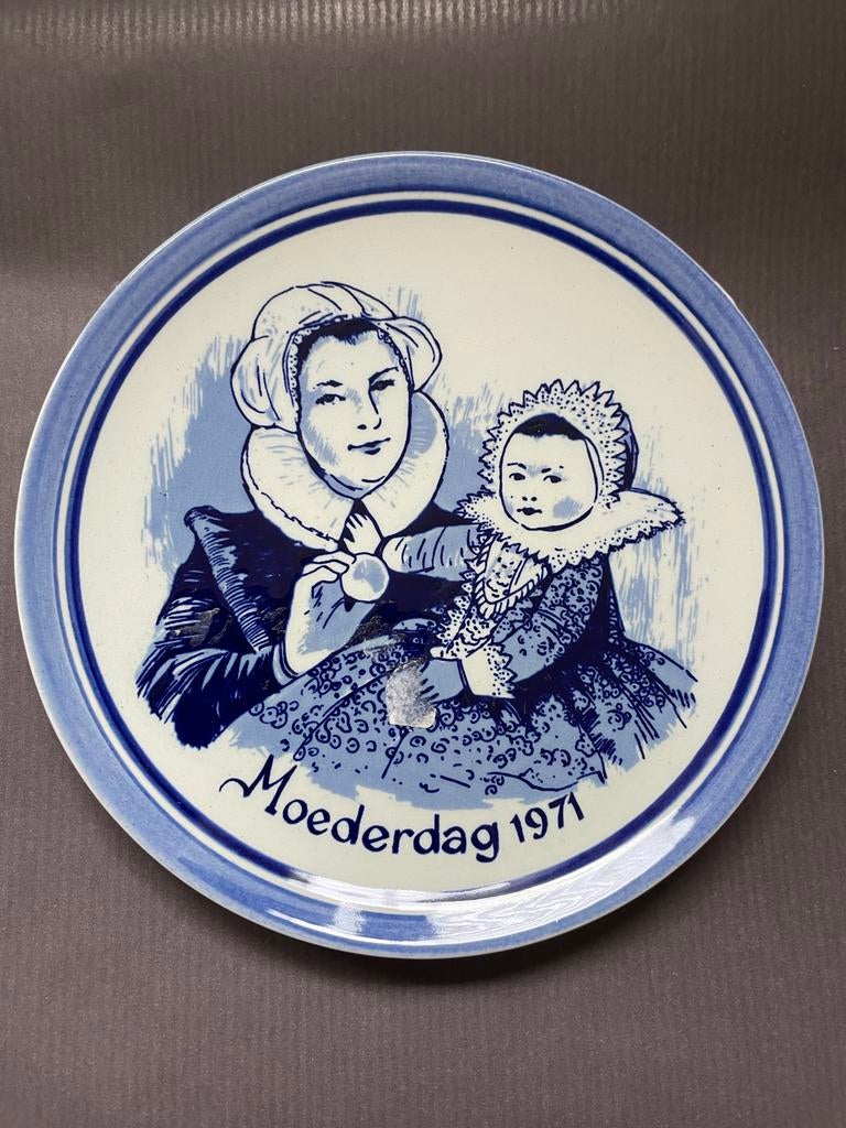 Delftsblauw Moederdag Bord 1971, Ophalen of Verzenden