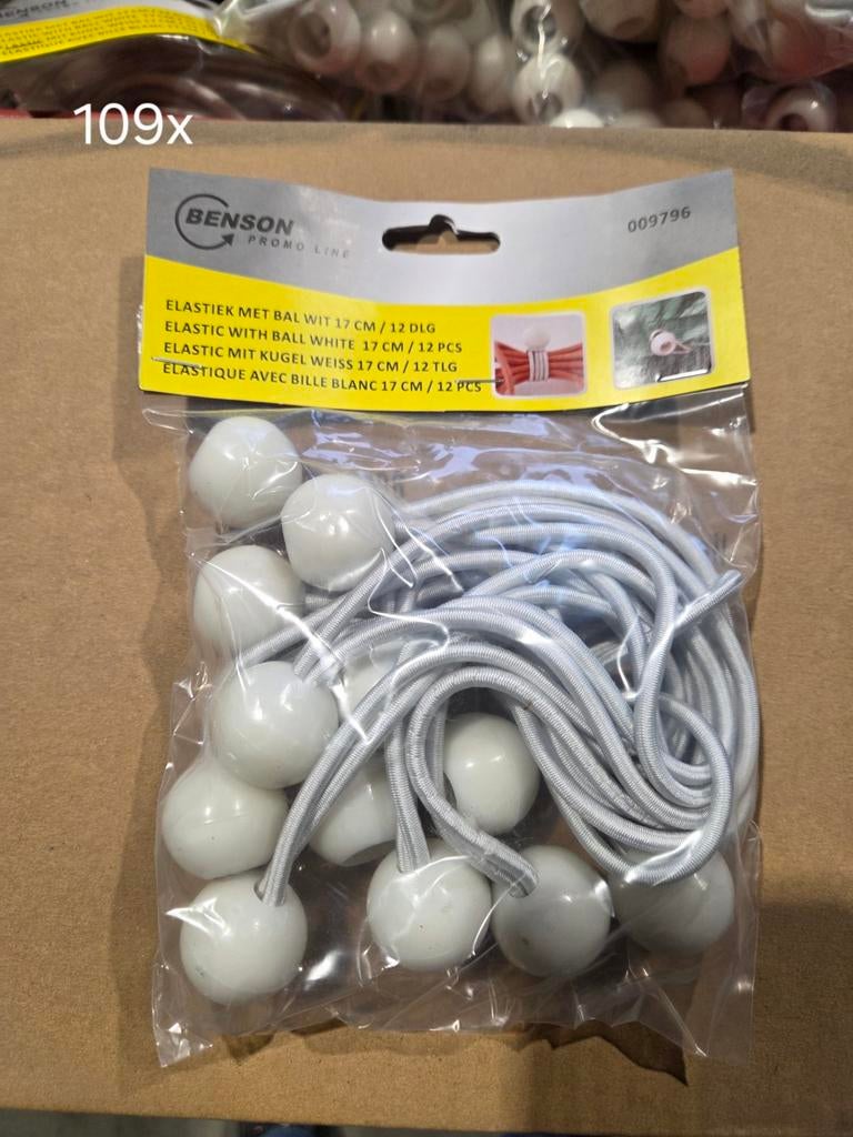 109 zakjes a 12 stuks elastiek met bal 12 cm., Ophalen of Verzenden, Overige typen