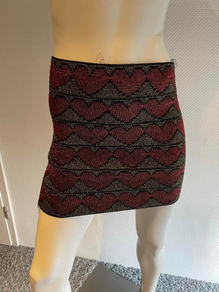 Zoe karssen rokje rood met goud maat s, Ophalen of Verzenden, Zo goed als nieuw, Maat 36 (S), Boven de knie