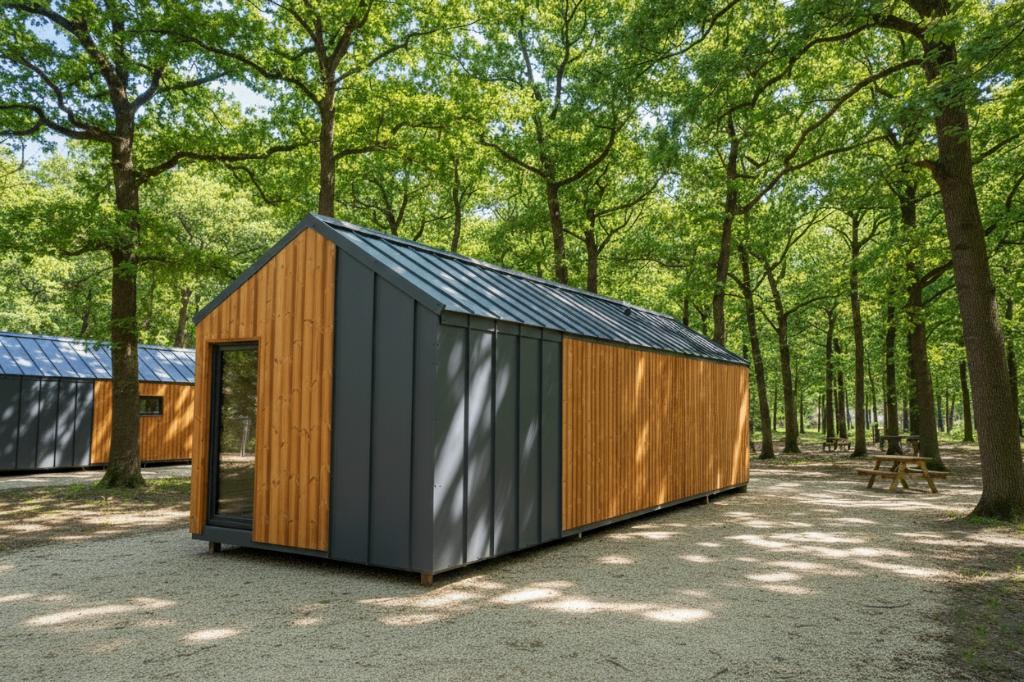 Nieuw Tiny house, chalet, tuinhuis wintervast 11x3.2m HR++, Tuin en Terras, Tuinhuizen, Ophalen, 200 tot 400 cm, Nieuw, 500 cm of meer