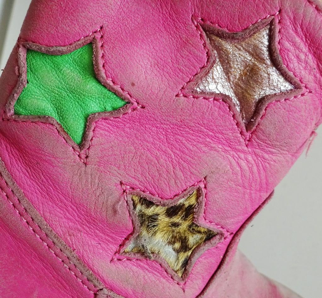 Leren laarsje met poes en sterren - roze - maat 25 / 26, Ophalen, Gebruikt, Meisje, Laarzen