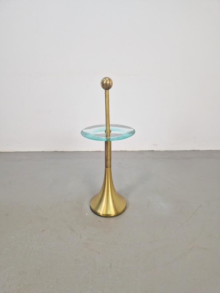 Vintage Fontana Arte Side Table messing glas 1960 Italy, Minder dan 55 cm, Gebruikt, Vintage mid century design, Metaal of Aluminium