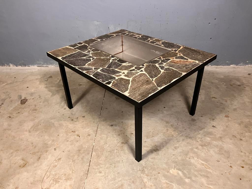 Brutalist salontafel bijzettafel leisteen plantenbak, Ophalen, 50 tot 100 cm, T, Rond