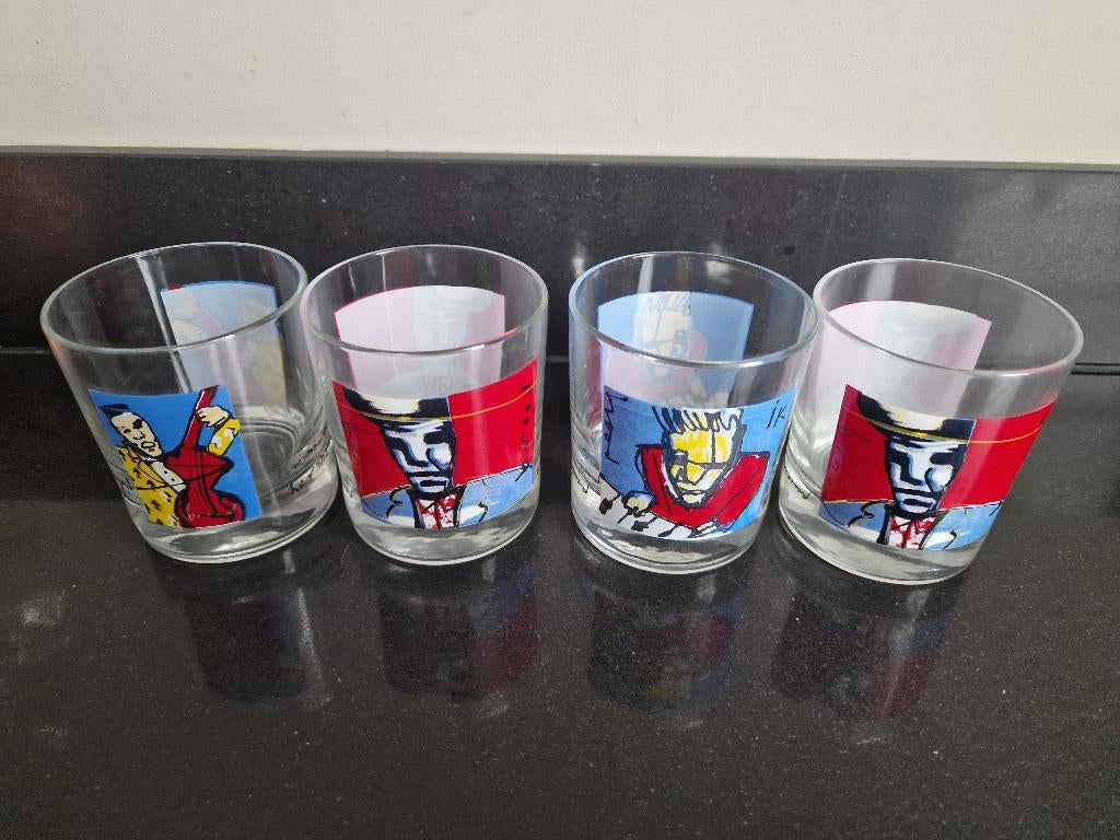 Herman Brood 4x whiskey glas, Ophalen of Verzenden, Zo goed als nieuw, Overige typen