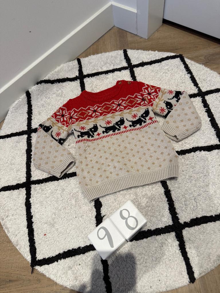 Heel goed rood wit Hema Takkie kerst trui gebreid 98 2-3J, Jongen of Meisje, Trui of Vest, Ophalen of Verzenden, Zo goed als nieuw