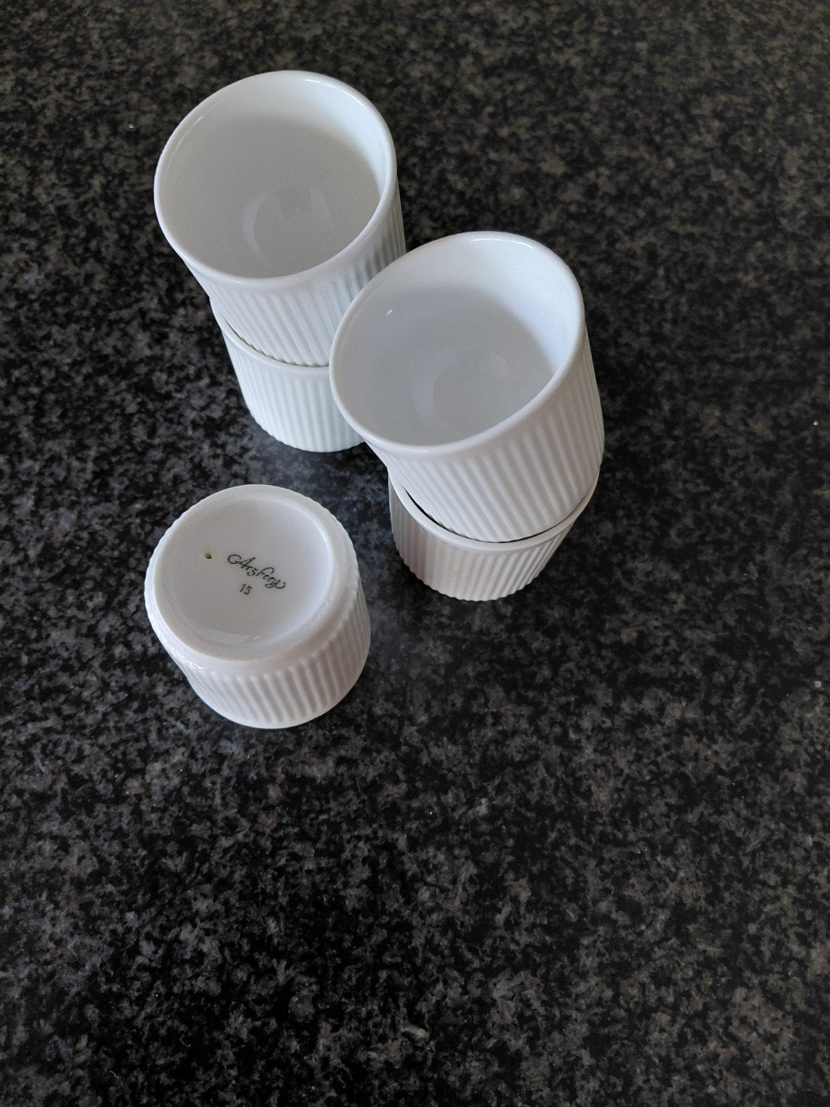 Set van 6 Arzberg Ramekins - Wit Geribbeld Porselein, Overige typen, Ophalen of Verzenden, Zo goed als nieuw, Porselein