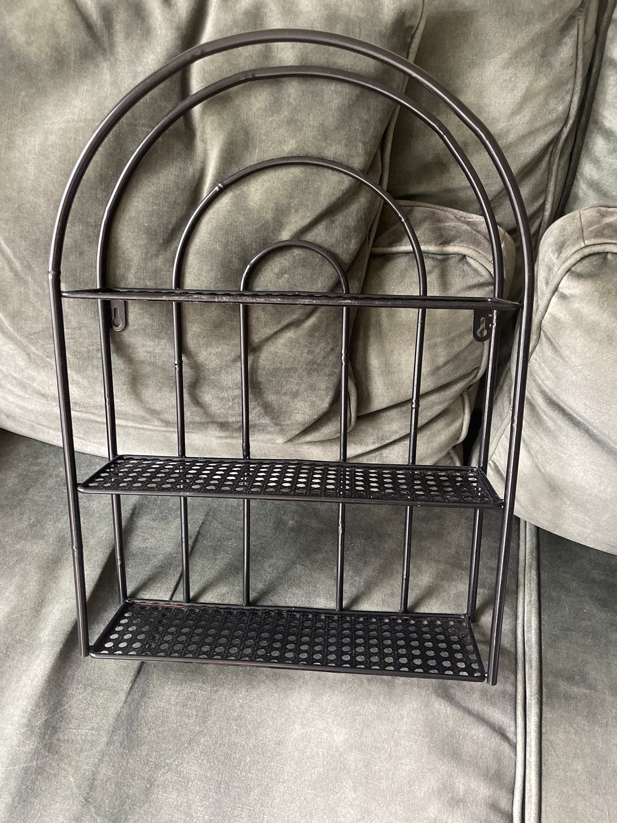 Zwart metalen wandrek met 2 planken, Ophalen, Gebruikt