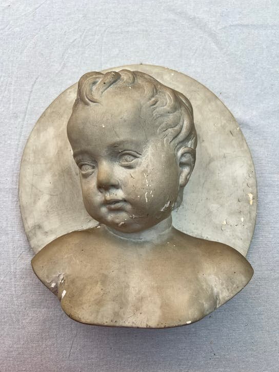 Cherubijn borstbeeld kinderkopje wanddecoratie engel, Ophalen