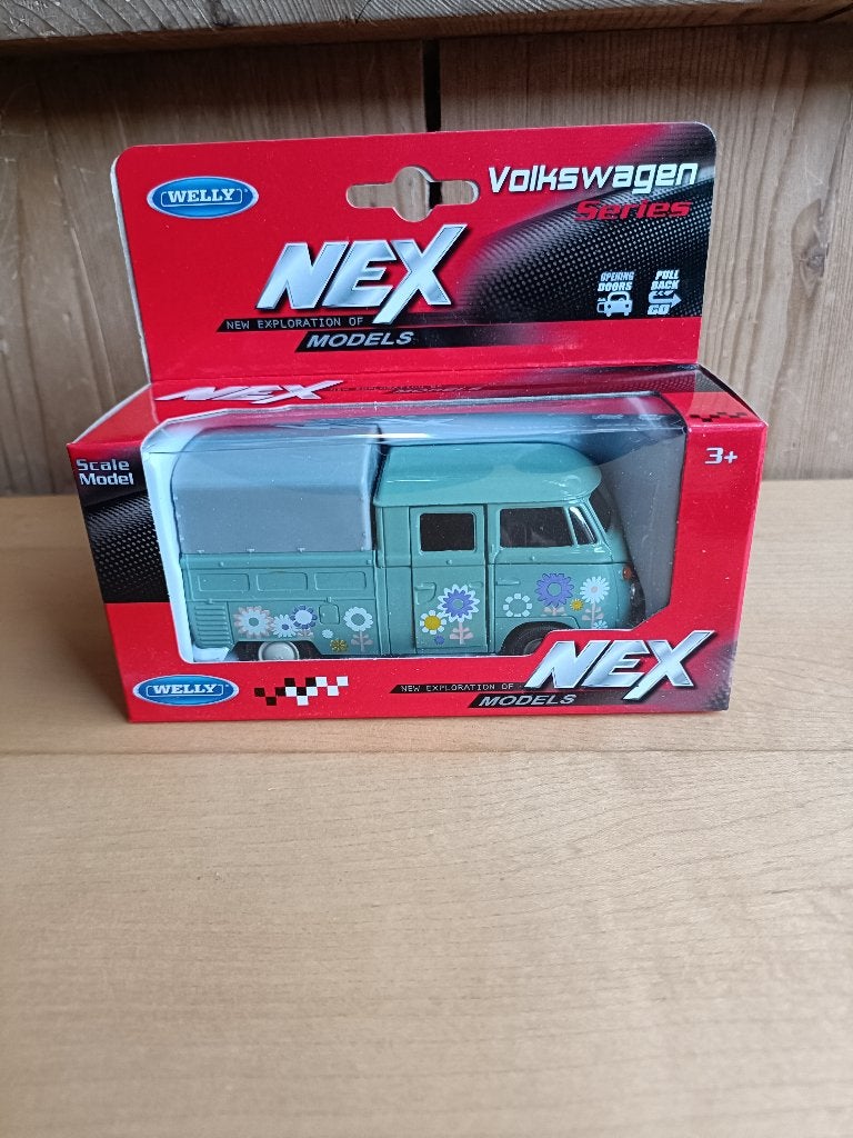 Welly VW T1 Dubbele Cabine met Huif en bloemmotief, Ophalen of Verzenden, Nieuw, Auto, Overige merken