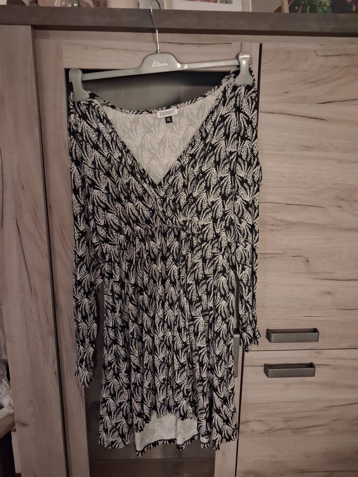 Esprit jurk met bladprint, maat XL, Kleding | Dames, Zwart, Maat 46/48 (XL) of groter, Nieuw, Ophalen of Verzenden