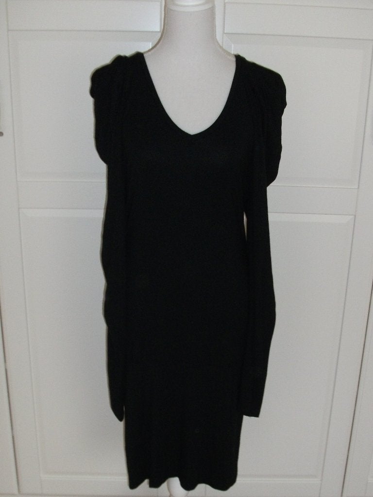 Supertrash zwarte jersey lange pofmouwen midi jurk, maat L, Supertrash, Zwart, Maat 42/44 (L), Ophalen of Verzenden