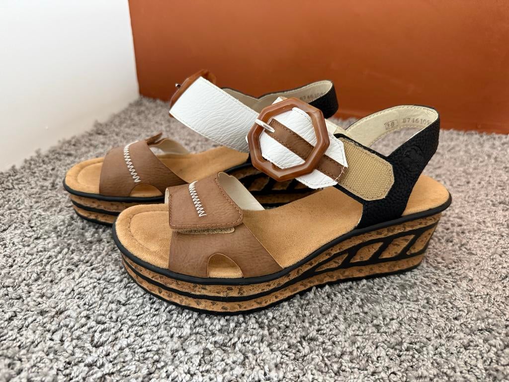 Rieker Hakslee Sandalen Maat 38, Ophalen, Gedragen, Bruin, Sandalen of Muiltjes