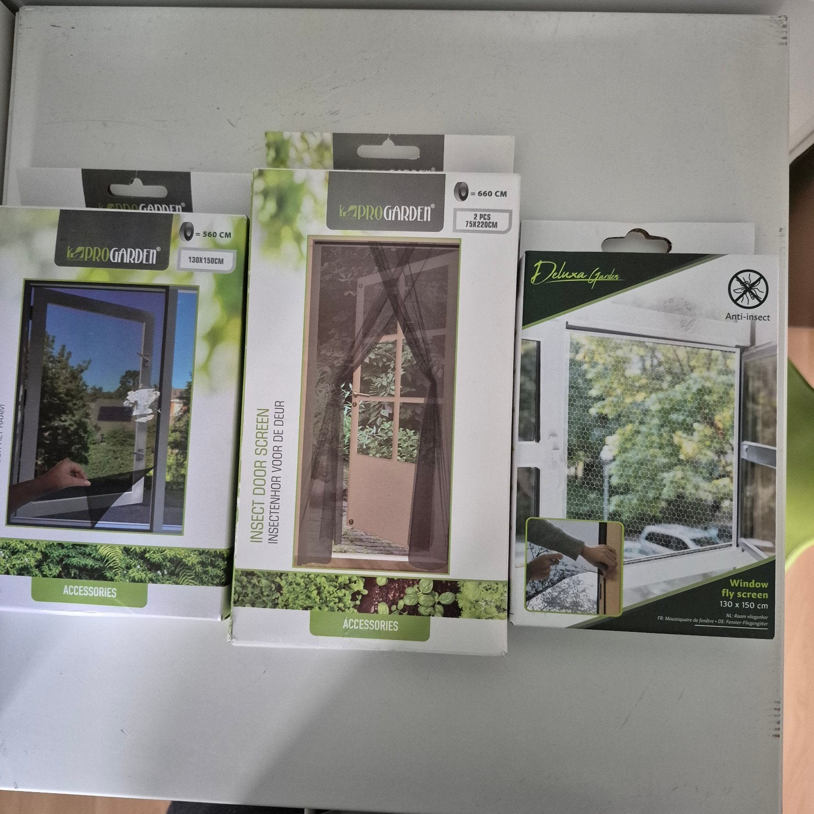 Nieuwe insectenhorren: 2x raam en 1x deur, 80 tot 100 cm, 215 cm of meer, Hordeur, Nieuw