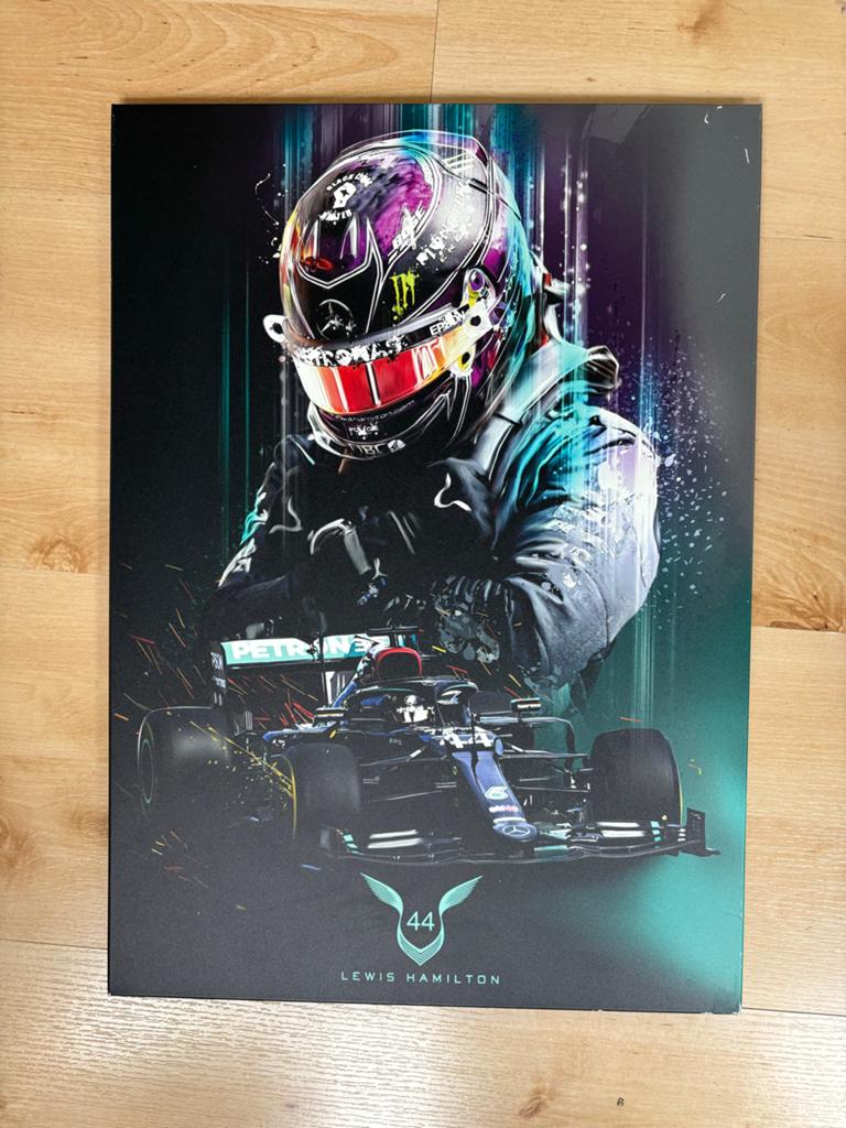 Displate Lewis Hamilton F1 - Kleine beschadigingen, Minder dan 50 cm, Gebruikt, 50 tot 75 cm, Ophalen of Verzenden