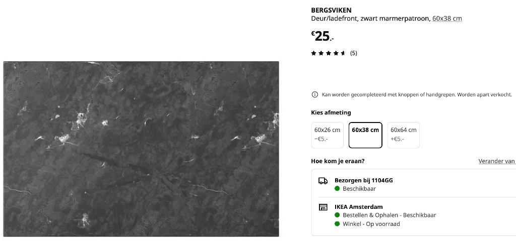 IKEA Bergsvikken Deurfront set van 2 60x38 2 kleur opties, Ophalen, Overige materialen, 50 tot 100 cm, Zo goed als nieuw