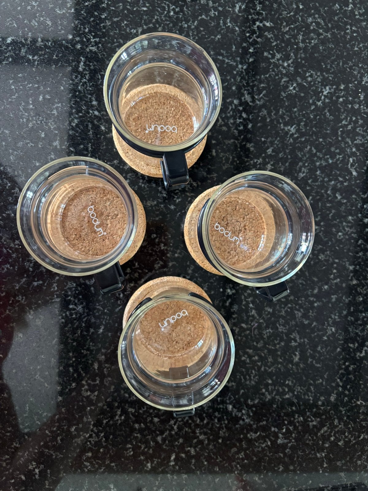 Bodum Glazen met Kurken Onderzetter (Set van 4), Ophalen, Bodum, Zo goed als nieuw, Glas