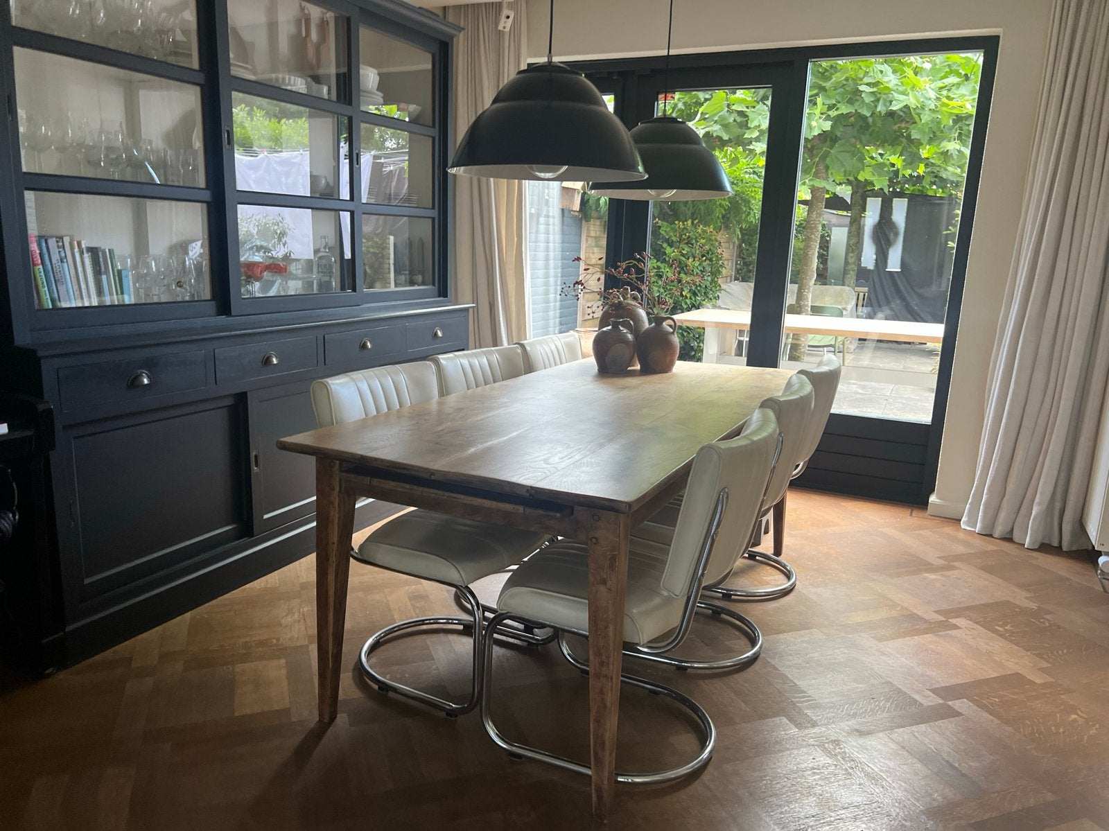 BelAir vintage 6 eetkamerstoelen (np 299,-) crème + chroom, Huis en Inrichting, Ophalen, Gebruikt, Wit, Retro vintage Bel Air eetkamerstoelen crème/chroom