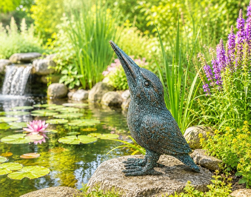 Bronzen IJSVOGEL / brons / 10 cm hoog, Dierenbeeld, Nieuw, Info@huisentuindecoratiemarie.nl, Huis en tuin decoratie marie