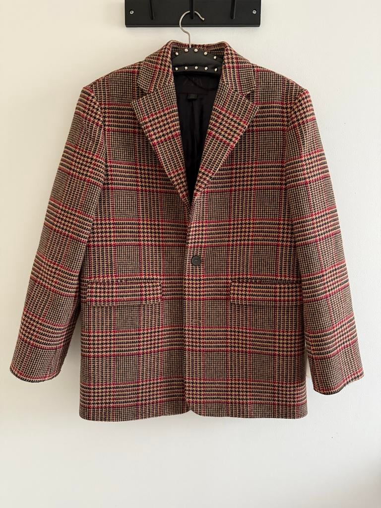 Zara geruite blazer maat S wol, Ophalen of Verzenden, Zo goed als nieuw, Maat 36 (S), Bruin