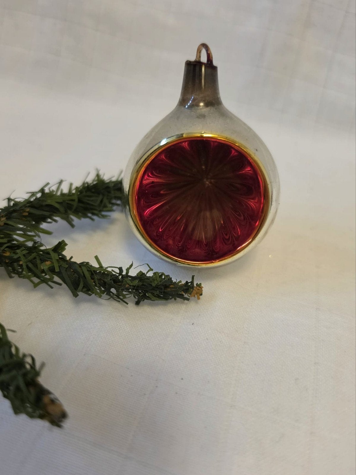 Antieke AJEKO kerstbal bloedrode zon, Verzenden, Nieuw