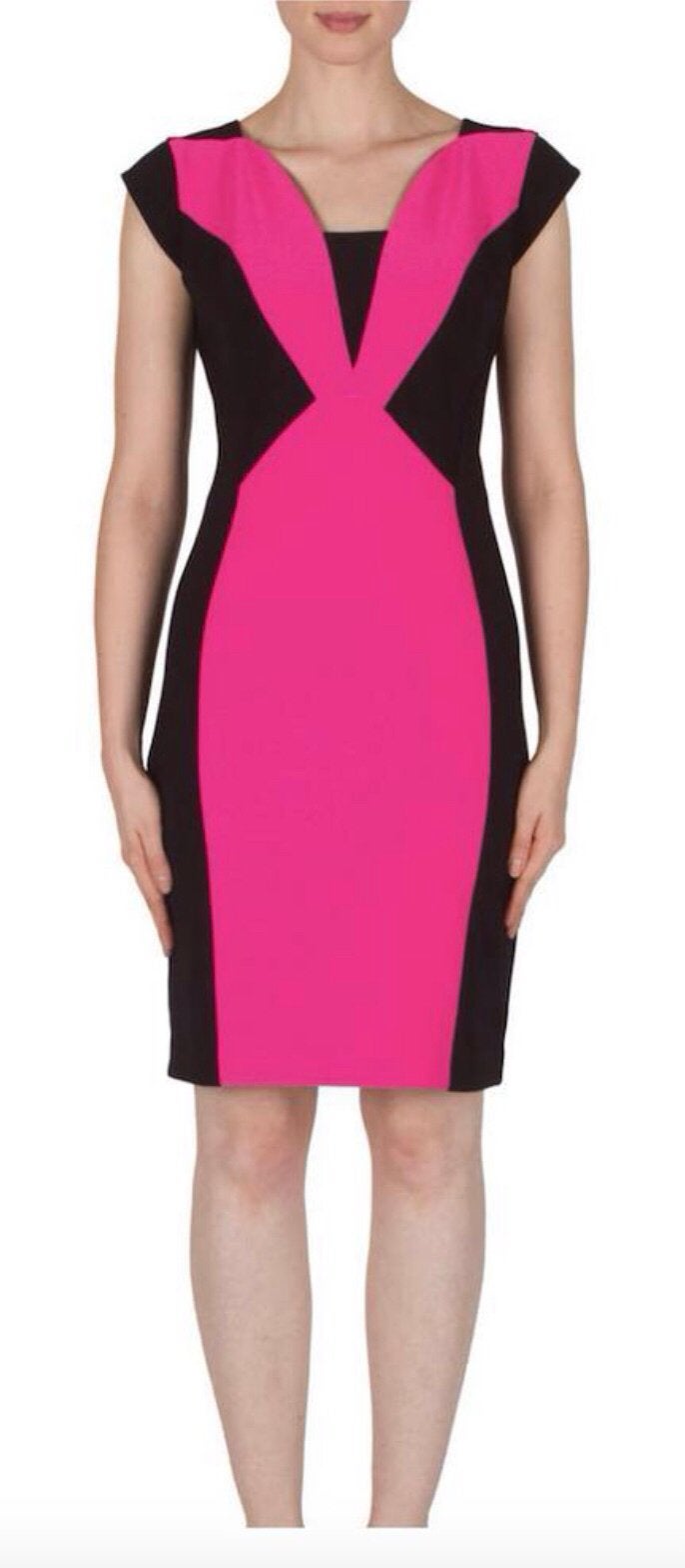 Ribkoff elegante stretchjurk zwart/ roze dessin maat 38, Maat 38/40 (M), Nieuw, Onder de knie, Meerkleurig