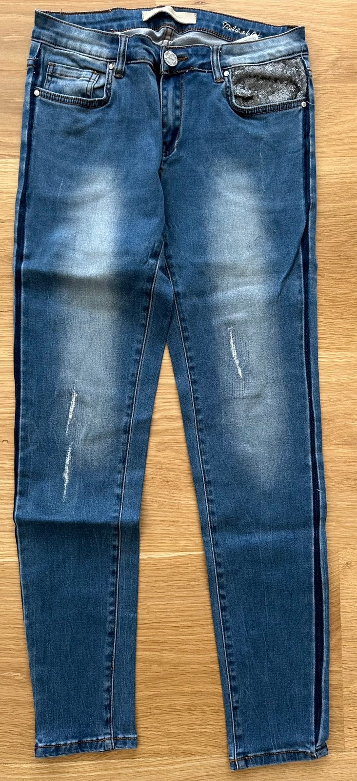 Jade Twelve lola denim sparkle M 30, Kleding | Dames, Ophalen of Verzenden, Zo goed als nieuw, Blauw, W30 - W32 (confectie 38/40)