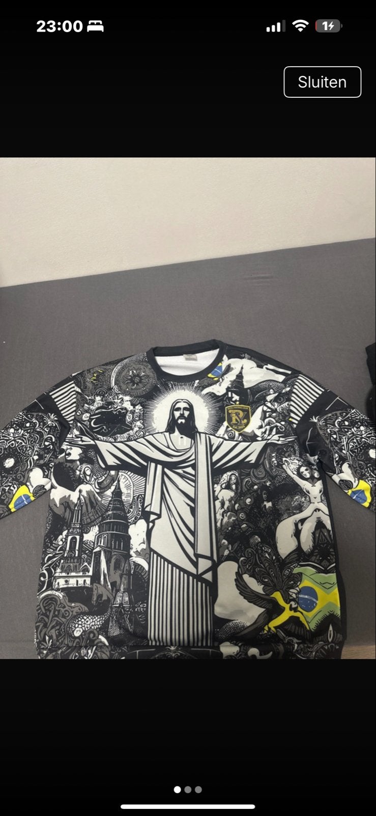 Uniek Braziliaans Christusbeeld T-shirt, Ophalen of Verzenden, Zo goed als nieuw, Overige maten, Zwart