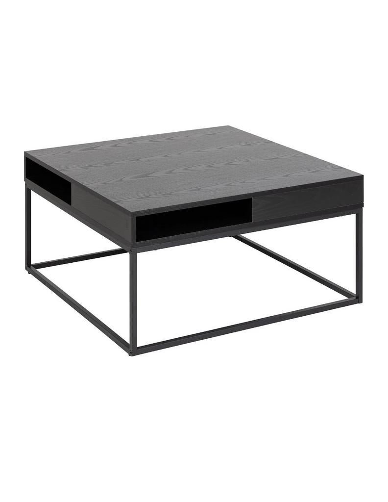 Zwarte salontafel 80x80 met vakken zgan, Huis en Inrichting, Tafels | Salontafels, Ophalen, Zo goed als nieuw, Vierkant, 50 tot 100 cm