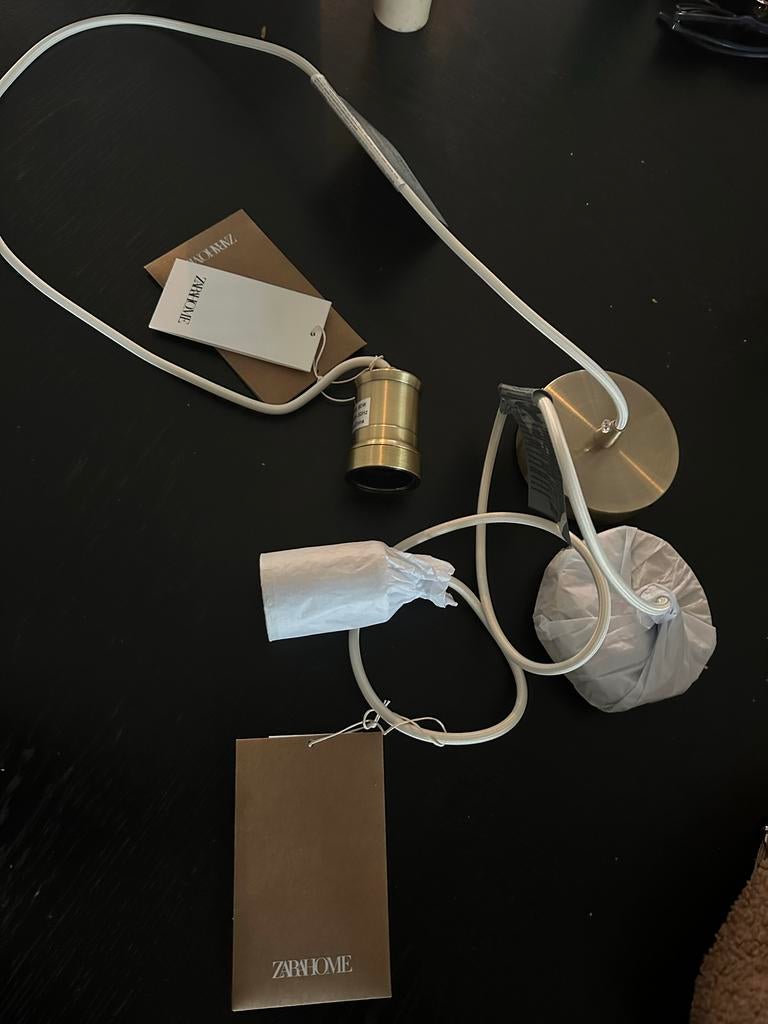 2x Zara Home lampen goud - Nieuw in doos, Ophalen of Verzenden, Nieuw, Metaal, Minder dan 50 cm