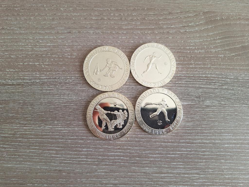 4 x 2000 pesetas 1992, zilver 925, Ophalen of Verzenden, Overige landen