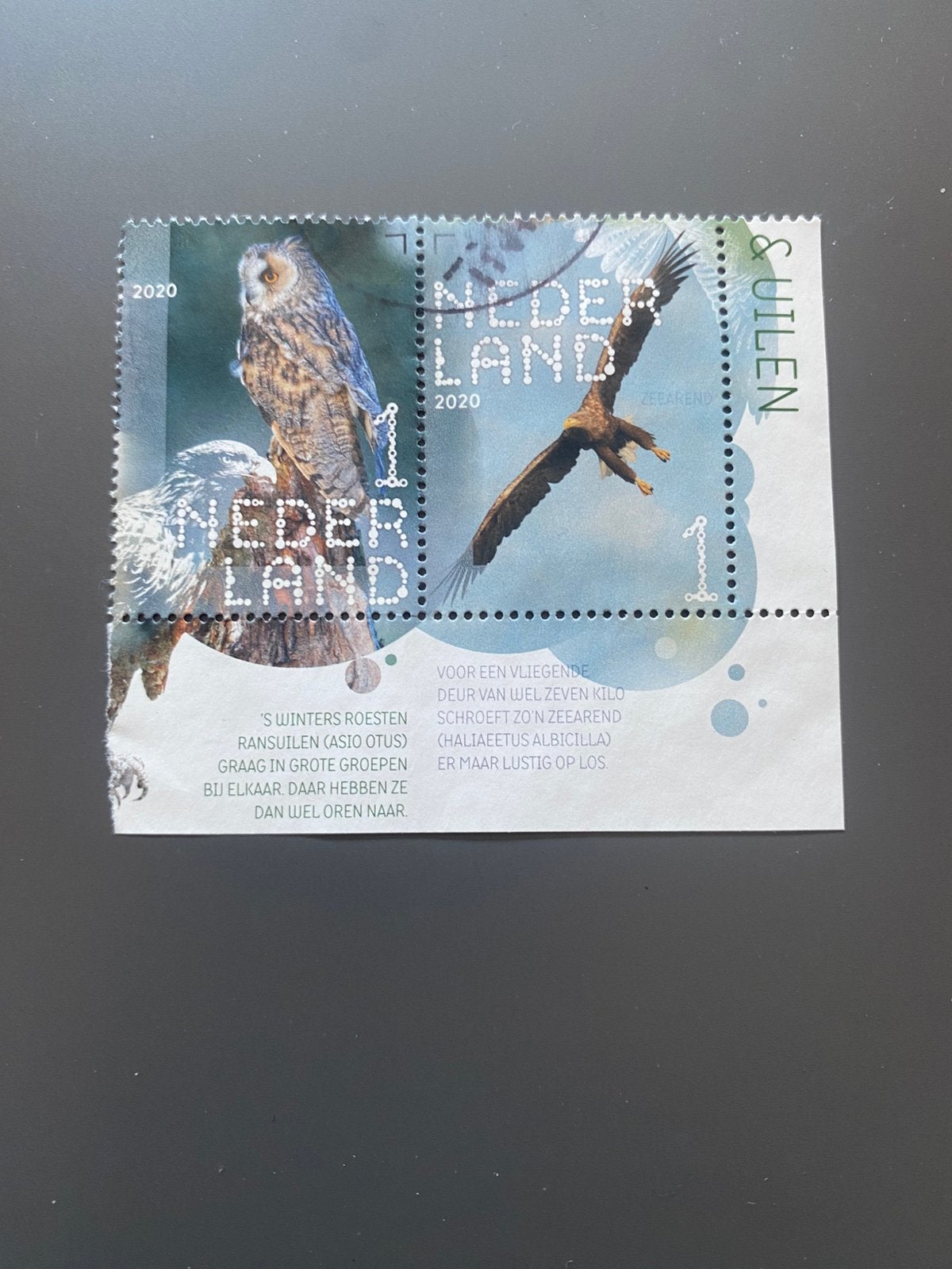 3820/3821 Beleef de natuur 2020 hoekstuk en beide tabs, Ophalen of Verzenden, Gestempeld, Dier of Natuur