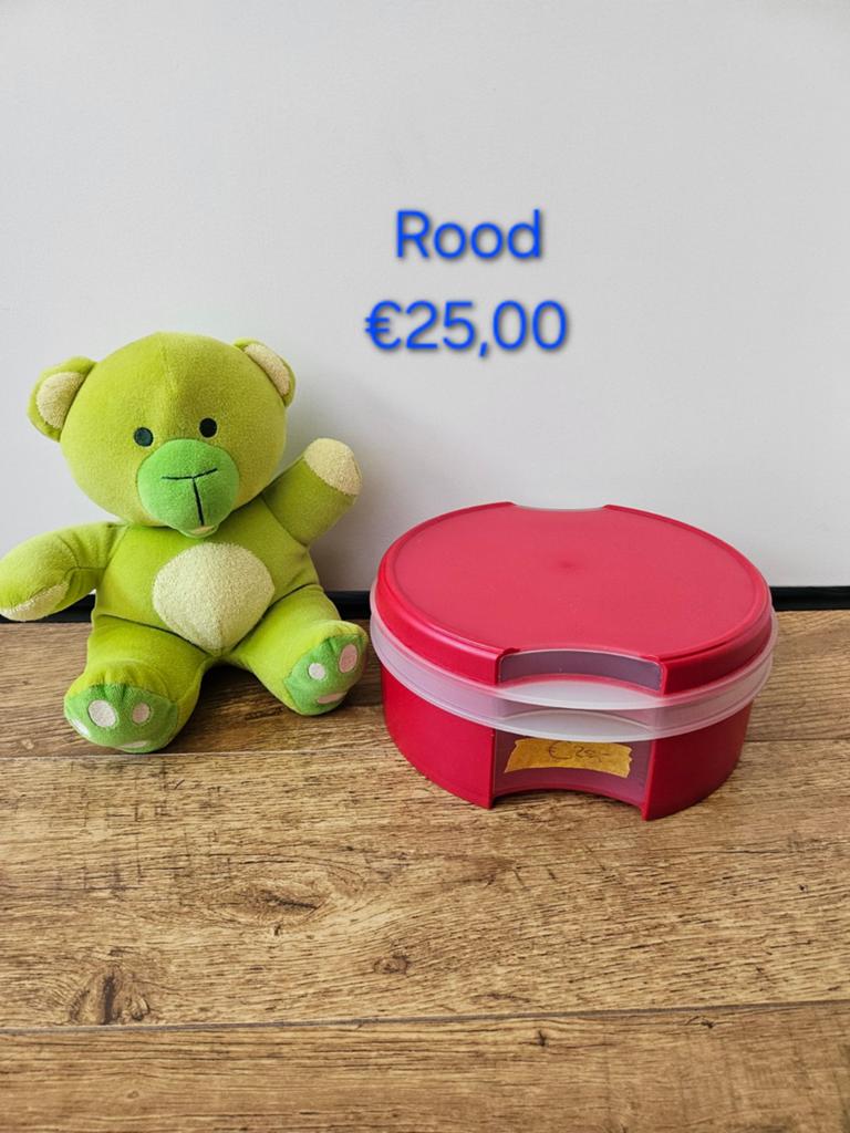 Tupperware rode vensterdoos koektrommel €25, Ophalen of Verzenden, Zo goed als nieuw, Rood, Bak of Kom
