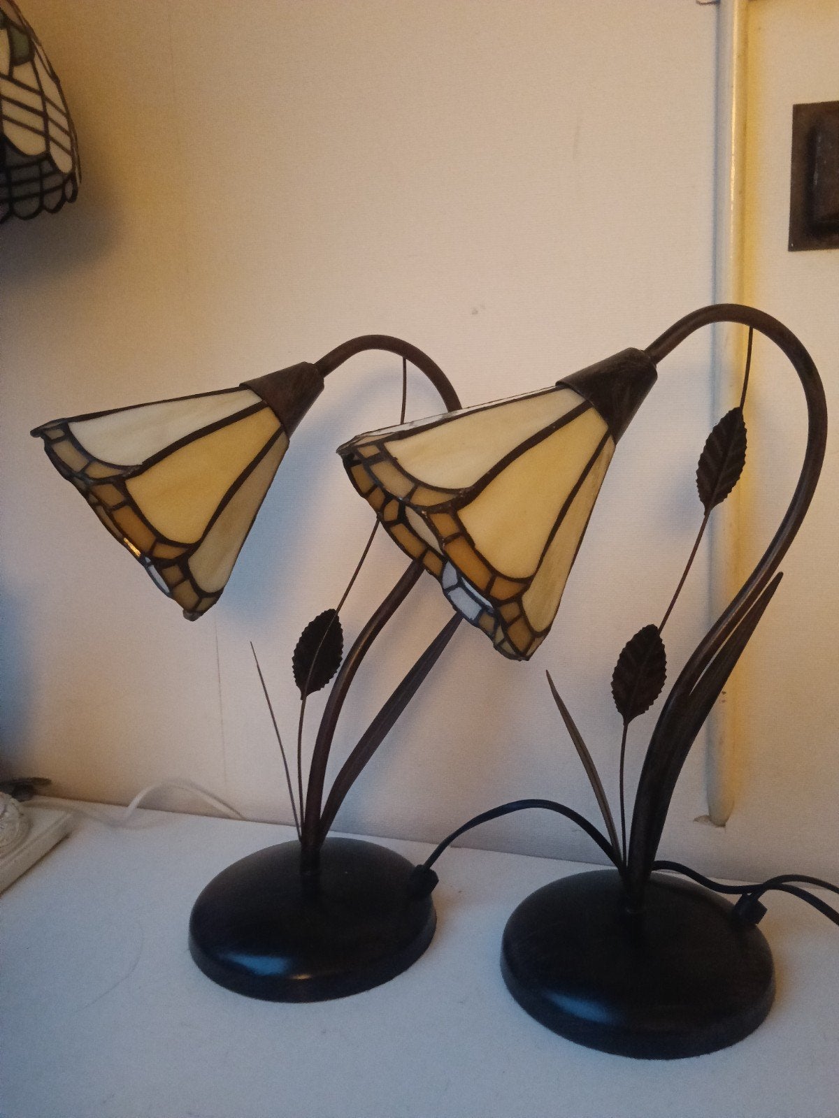 Set van 2 Tiffany stijl tafellampen - vintage staat, Ophalen of Verzenden