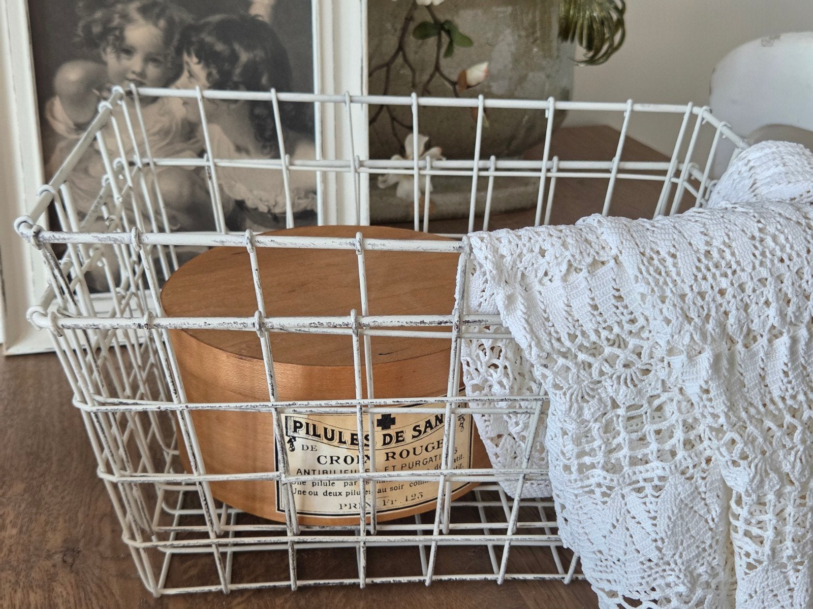 2 Brocante ijzeren draadmanden, Ophalen of Verzenden