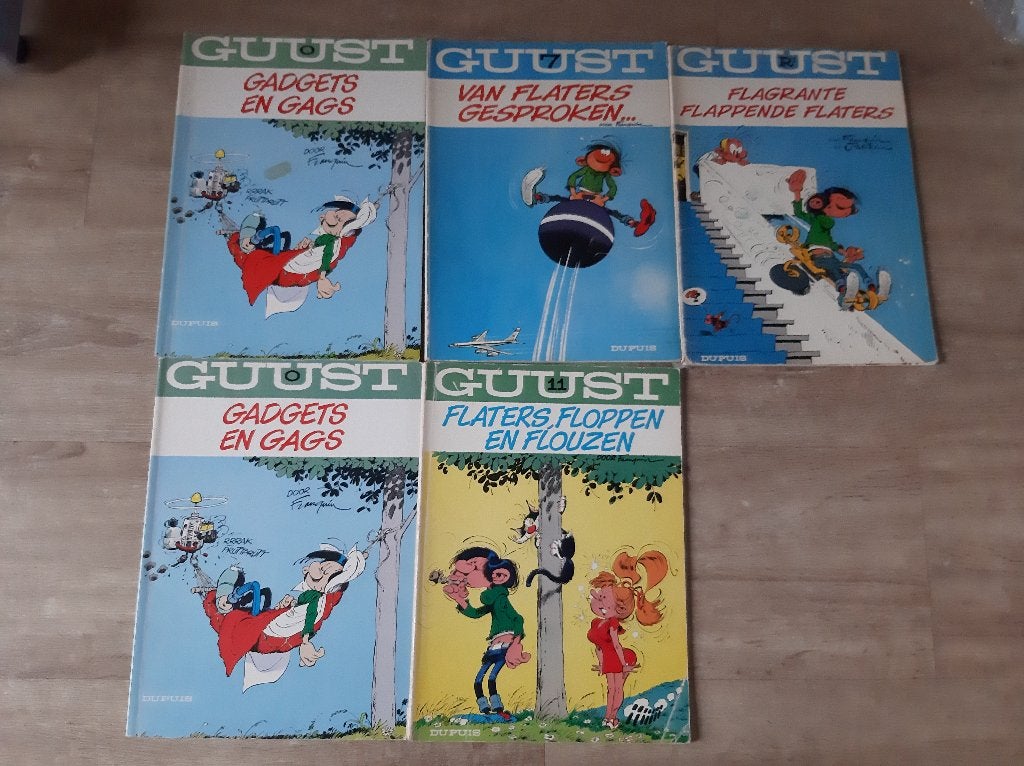 4 Guust Flater stripboeken, Meerdere stripboeken, Ophalen of Verzenden, Gelezen