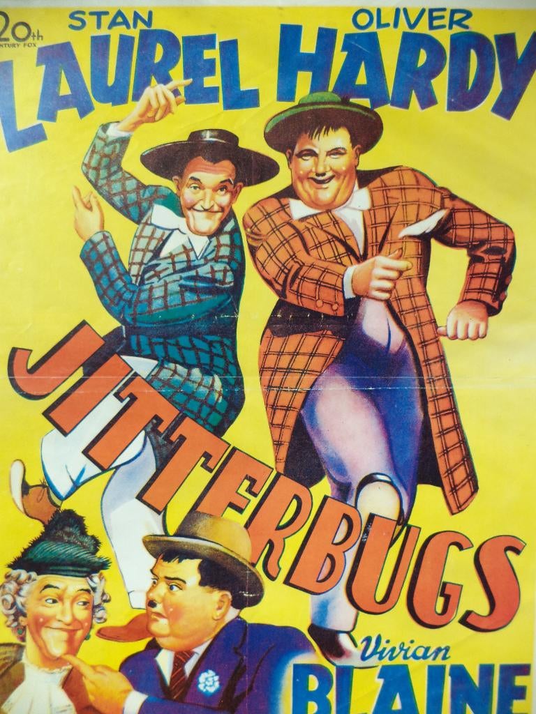 1943 originele poster JITTERBUGS Laurel & Hardy musical USA, Ophalen of Verzenden, Gebruikt, A1 t/m A3, Film en Tv