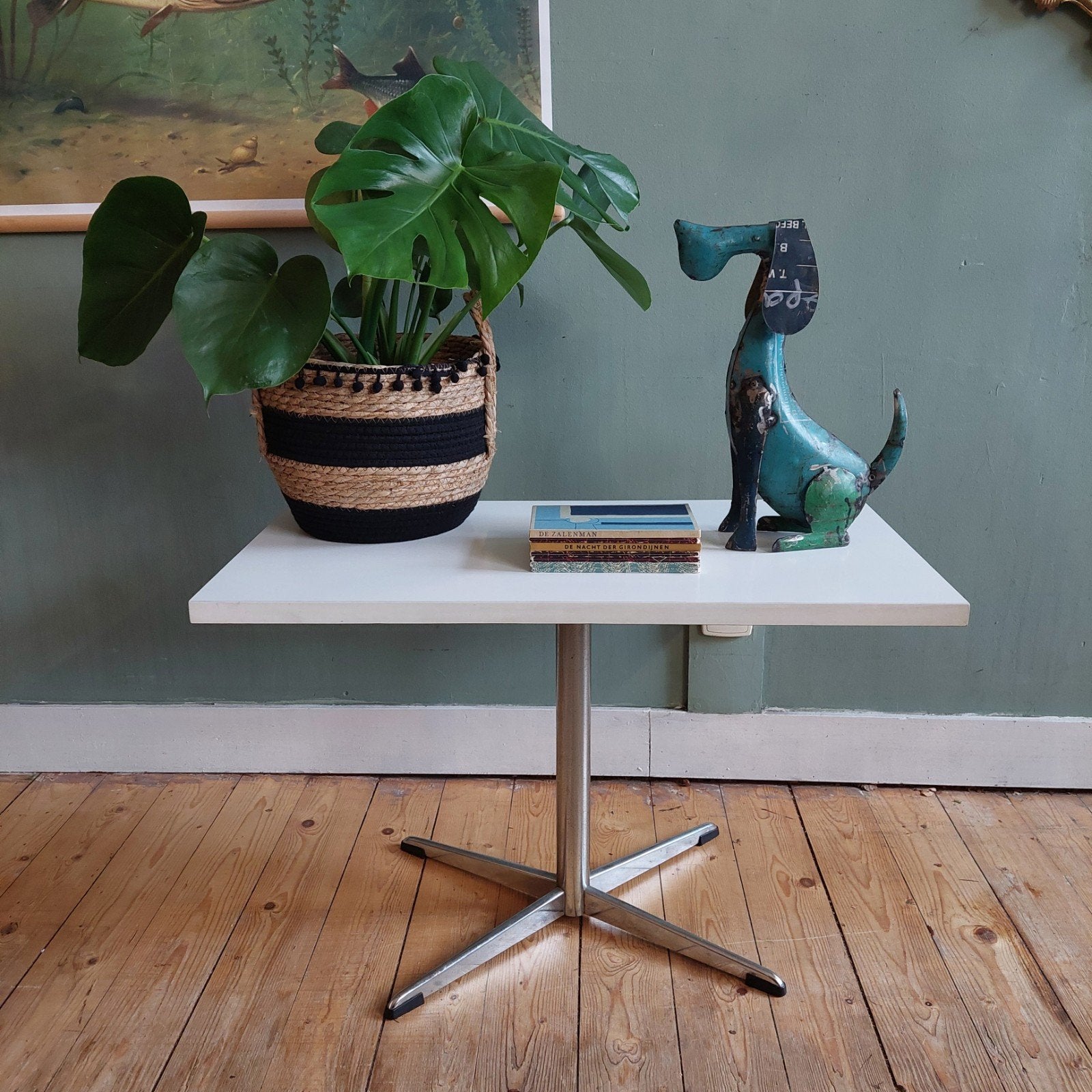 Lucky Vintage seventies audio of TV tafel draaibaar chroom, Ophalen, Gebruikt, 50 tot 100 cm, .