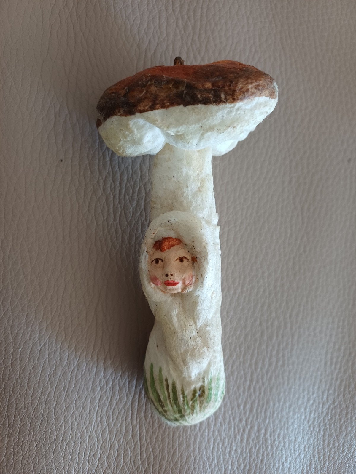 Oud kerst wattenpopje paddenstoel met gezichtje, Diversen, Kerst, Ophalen of Verzenden
