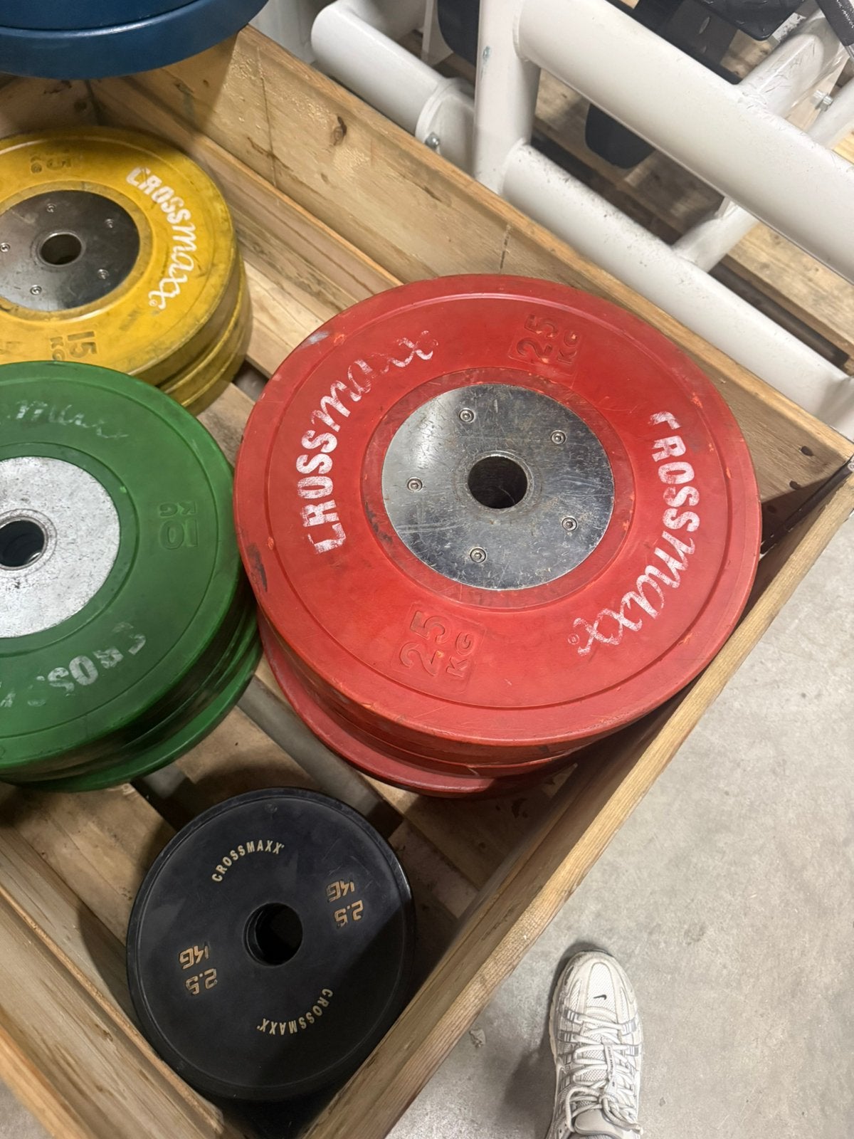 Lifemaxx crossmaxx competition bumper plates / 50 mm schijf, Ophalen, Benen, Gebruikt, Overige typen