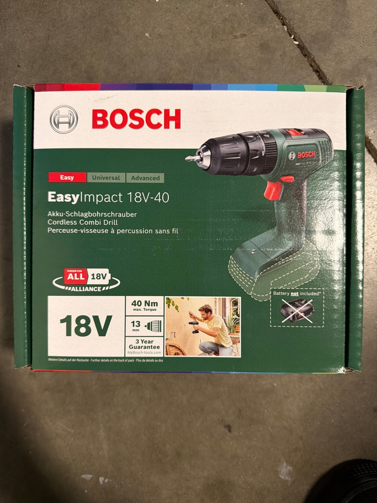 Nieuwe Bosch EasyImpact 18V-40 Accu-klopboormachine, Nieuw, Ophalen of Verzenden, Boor- en Schroefmachine, Minder dan 400 watt
